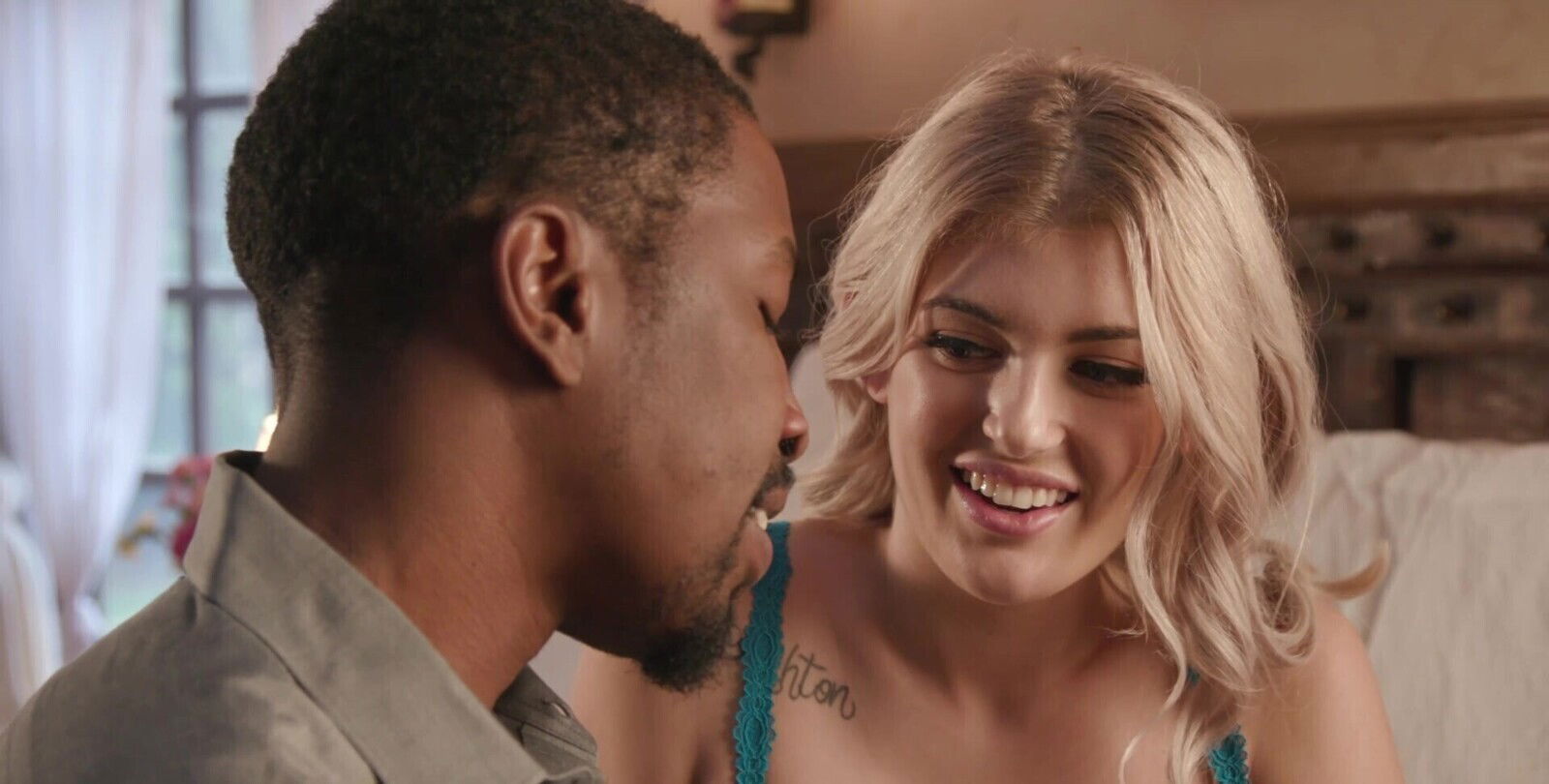 Smooth interracial dicking bedroom with blonde Dixie Jewel