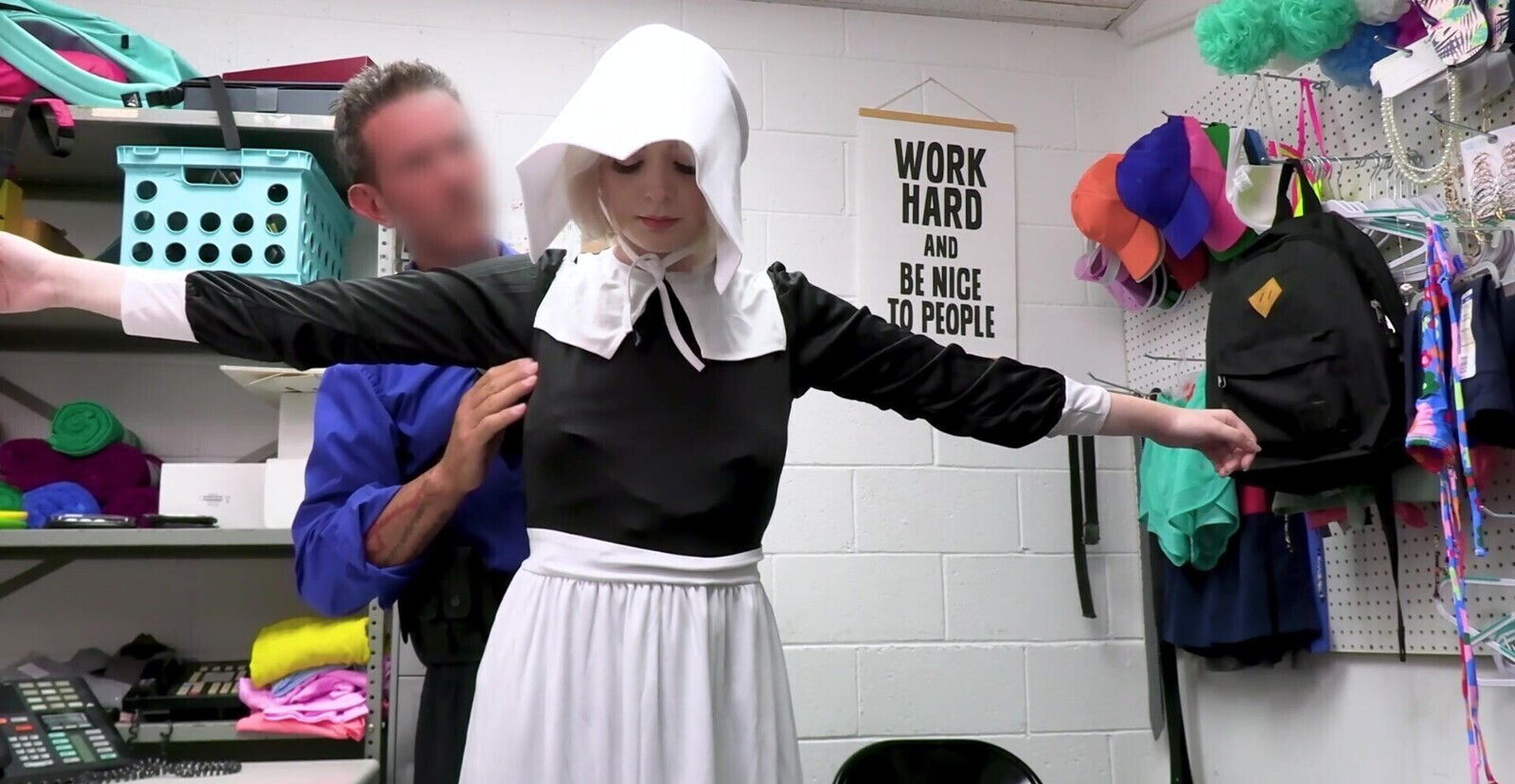 Blonde Annie Archer wearing lingerie gets fucked office