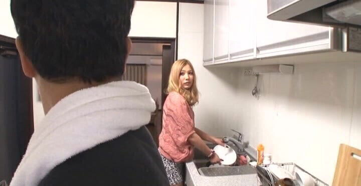 Horny husband fucks lusty wife sofa Karen Uehara