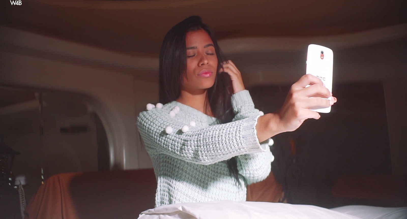 Sweet girlfriend Karin Torres teases boyfriend masturbates