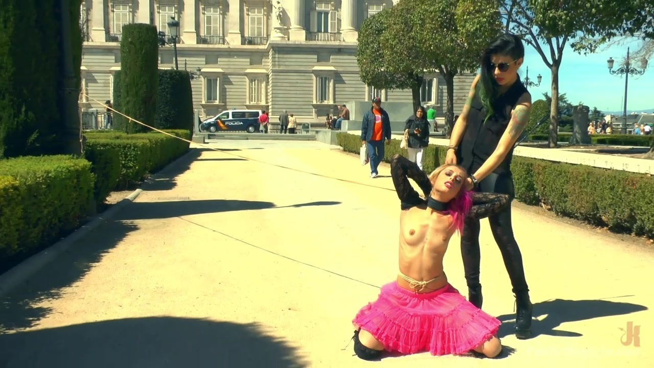 Pink haired Erika Sevilla tied humiliated public place