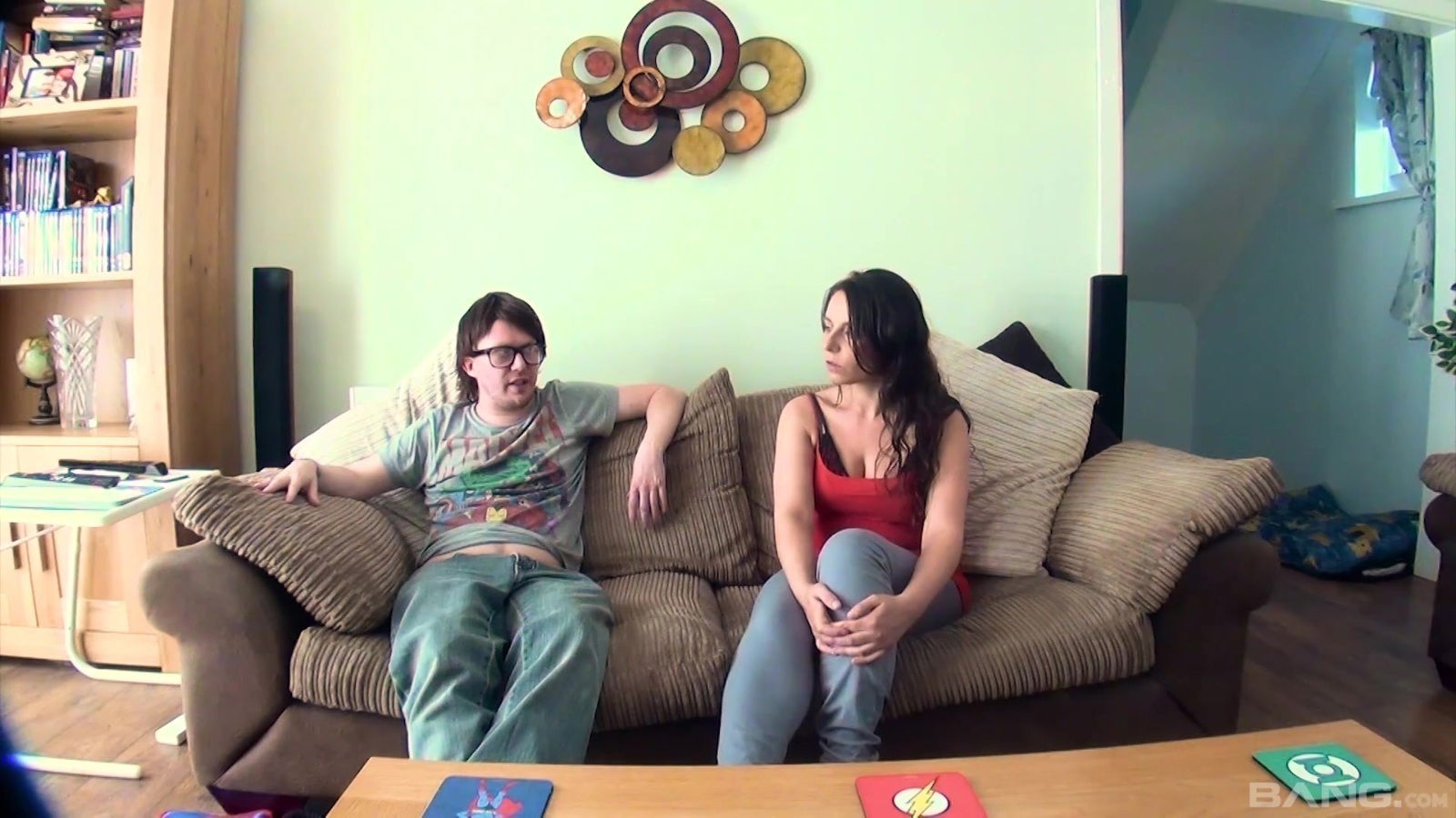 Good looking chick Chantelle Coleman relaxes couch