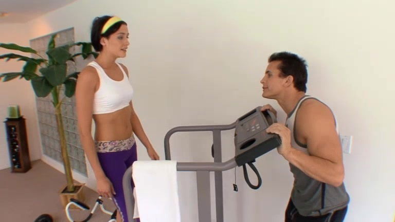 Brunette Natalia James gets cunt fucked after workout