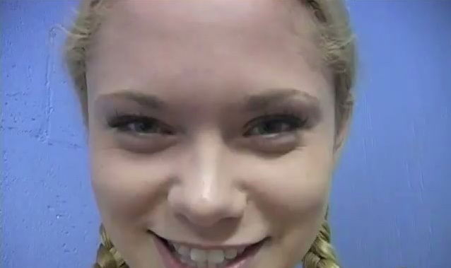 Pigtailed Krissy sucks gloryhole show