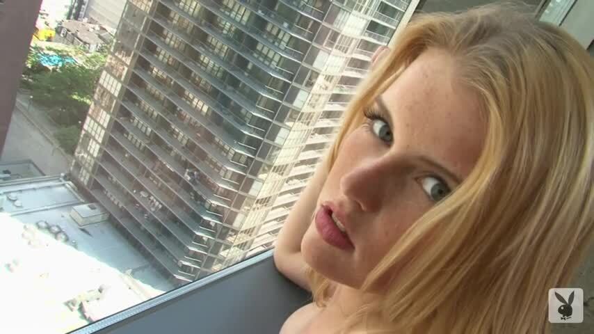 Luscious Haley Sorenson poses windowsill