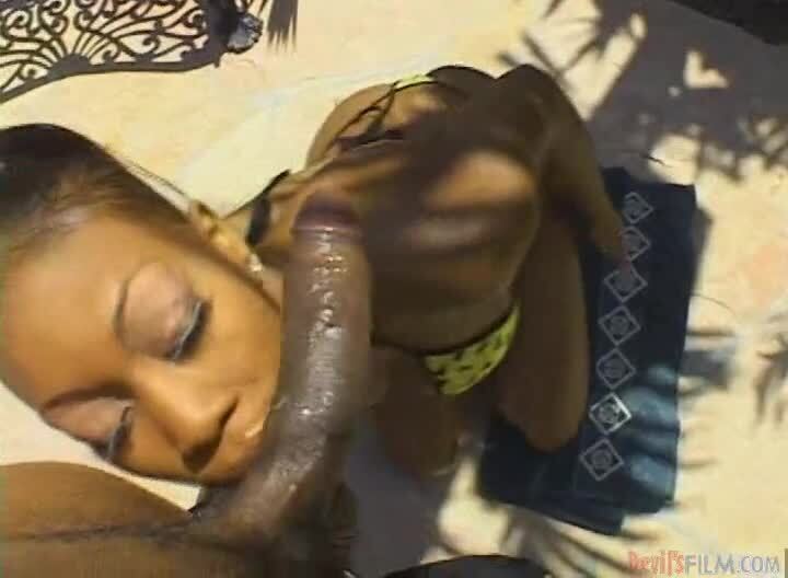 Gorgeous Ebony Ashley Deepthroats Black Dick Outdoors