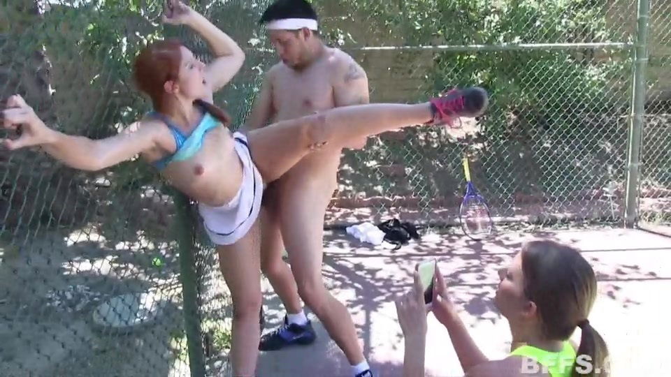 Tennis match point with slutty teens their tutor