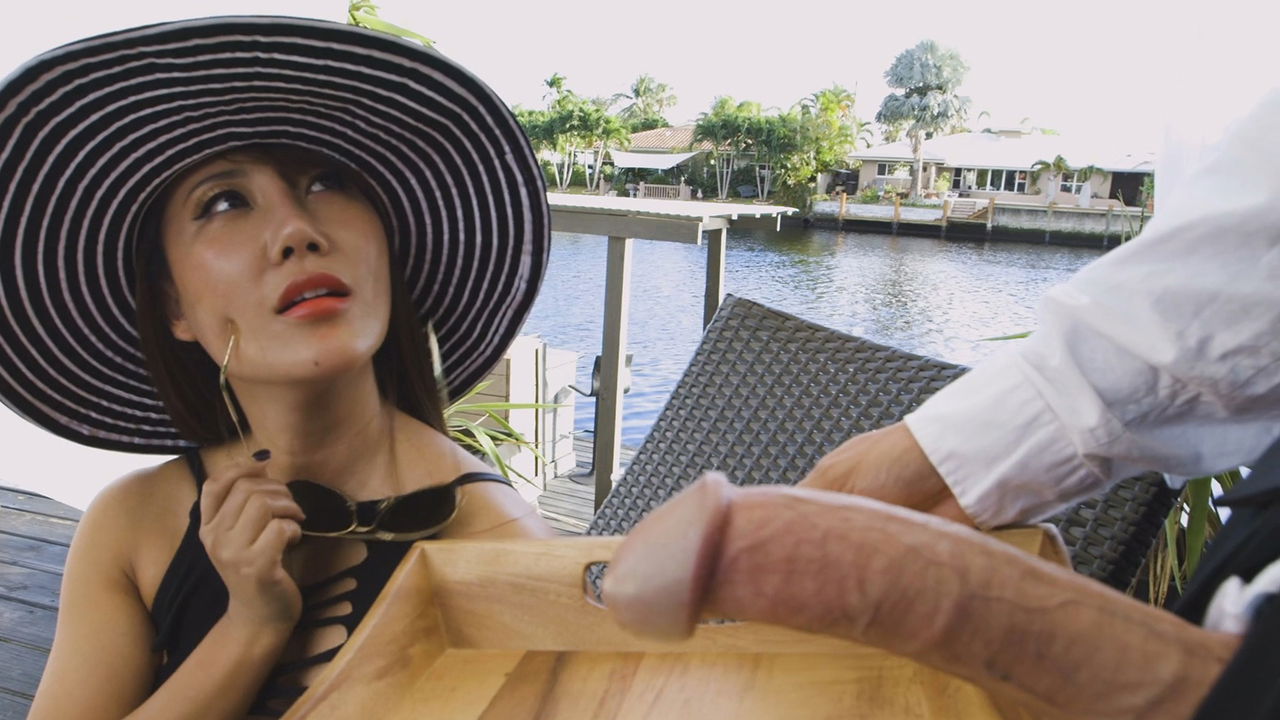 sexy lady Tiffany Rain seduces waiter with large