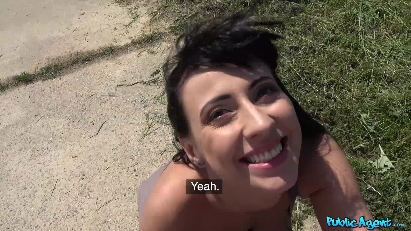 brunette laid against fence properly fucked