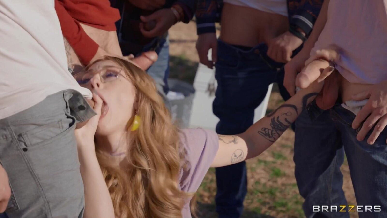 Voluptuous Angel Youngs breathtaking outdoor gangbang porn clip