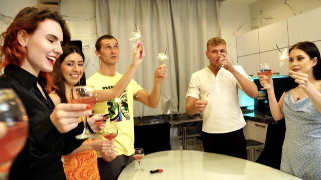 Students Celebrate Years Party Fuck Group