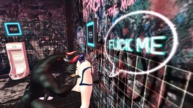 Cryptofantasy gets asshole gaped with dildo while getting fucked gloryhole