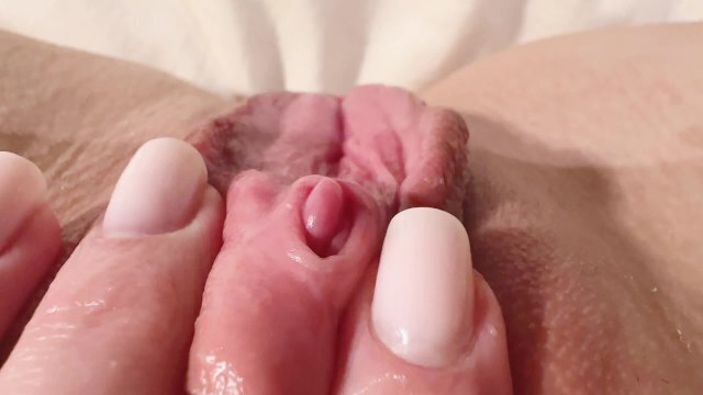 slimy pink pussy close masturbation till orgasm contractions
