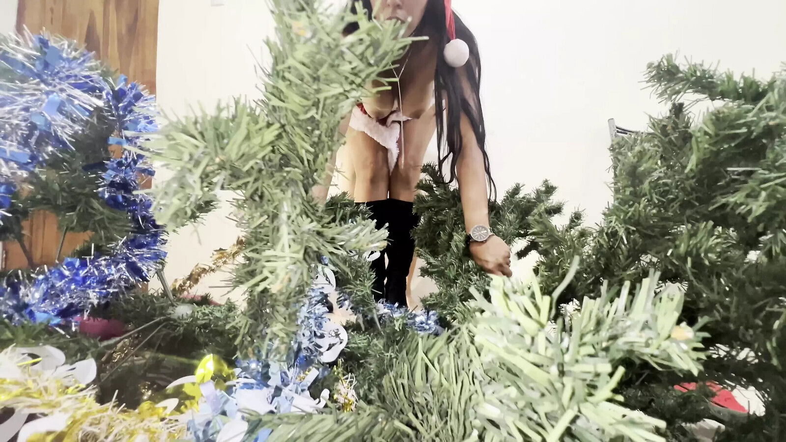 Perverted stepfather celebrates Christmas with busty stepdaughter.