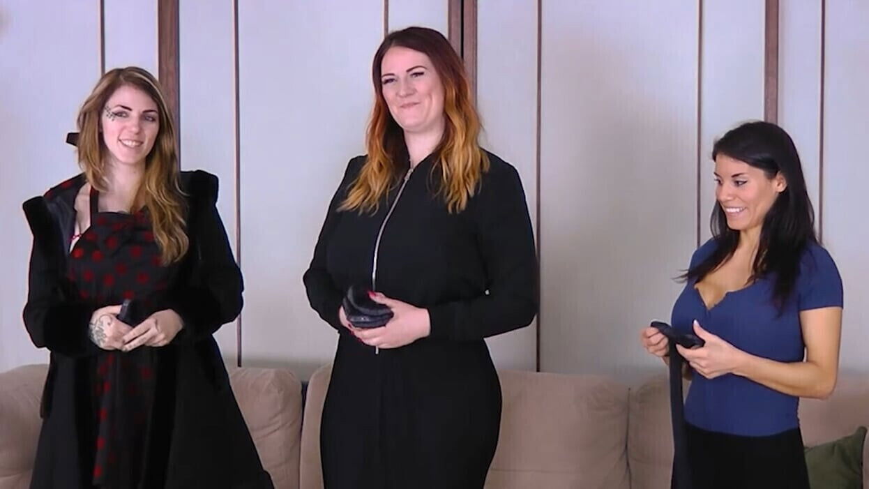 strip panty hoes game living room with three ladies