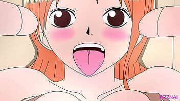 Nami happened to meet three people and had sex together(One Piece)