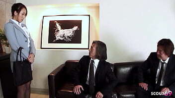 Asian Office Girl talk Threesome Fuck Guys