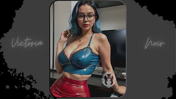 Vibrant blue hair dark glasses DOMINATRIX Part Waifu Models #003