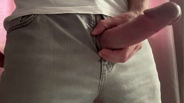 Dick strokes cock, teasing before unleashing huge meat