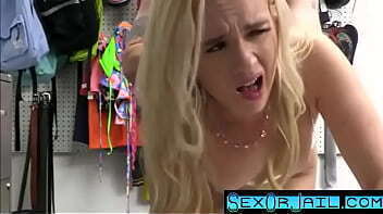 Cute Blonde Teen Thief fucked first cock-SexOrJail