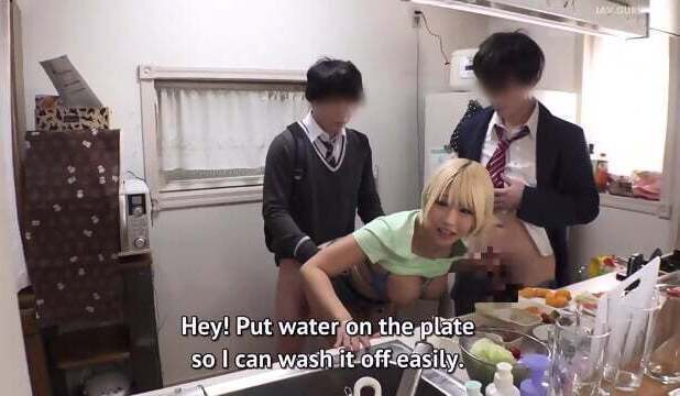 English subbed Cooking, laundry, sexual relief. busty blonde living morning life continuous with sons. Alice Otsu