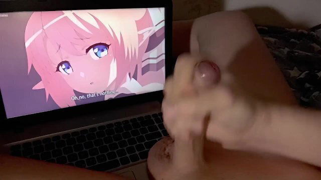 Молодой парень смотрит хентай карантине дрочит большой член стонет.POV