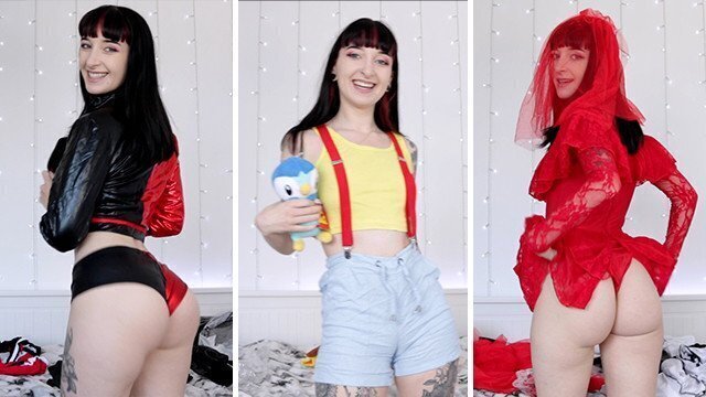Slutty nerd tries Halloween costumes Cosplay Haul Vlog Persephone Pink