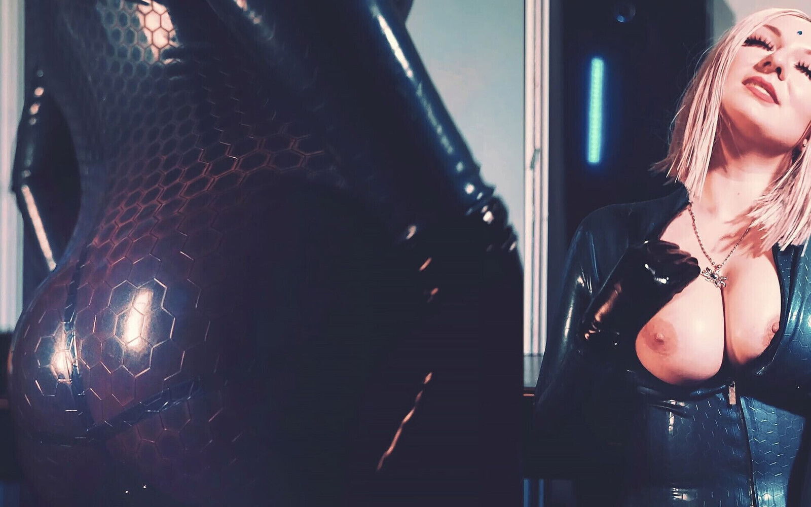 Latex Rubber Fetish Video with Perfect Natural MILF Grander