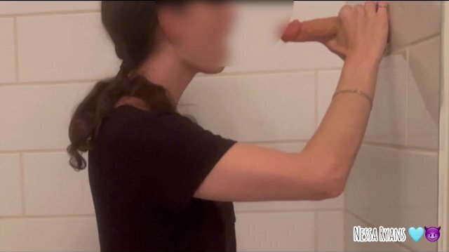 Hairy cutie Nessa Ryans giving EXTRA SLOPPY blowjob dildo before using squirt