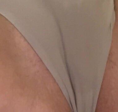 Puffy pink pussy full bladder soaks through panties