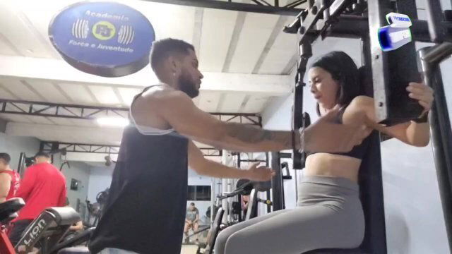 Personal trainer offers help young married woman they finish training house