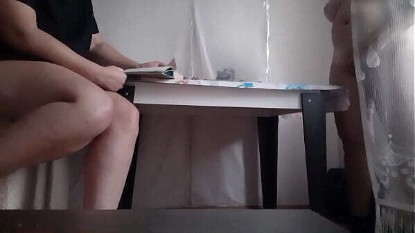 While stepmom reading book, watch masturbate behind curtain Girls orgasm