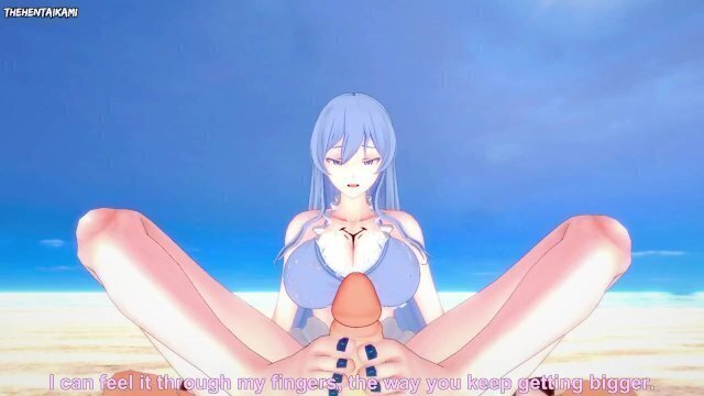 Esdeath from Akame Gives Footjob Beach Hentai