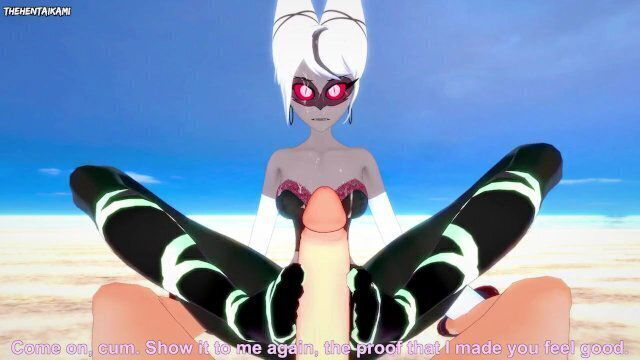 Carmilla from Hazbin Hotel Gives Footjob Beach Hentai