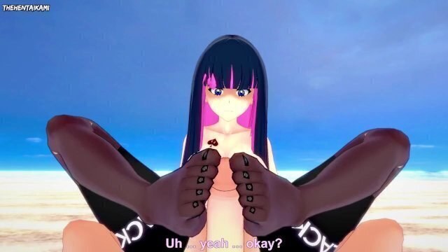 Stocking Anarchy from Panty Stocking Gives Footjob Beach Hentai