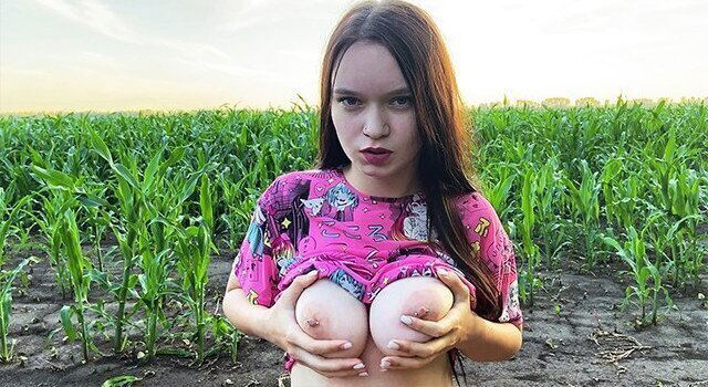 Stepsister nervous cornfield found comfort stepbrother's