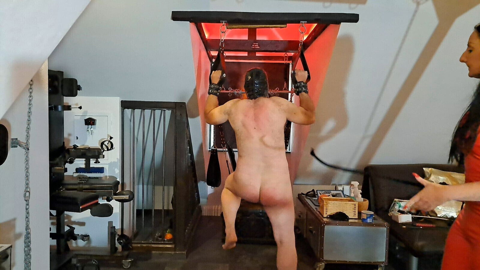 whip slams slave's body