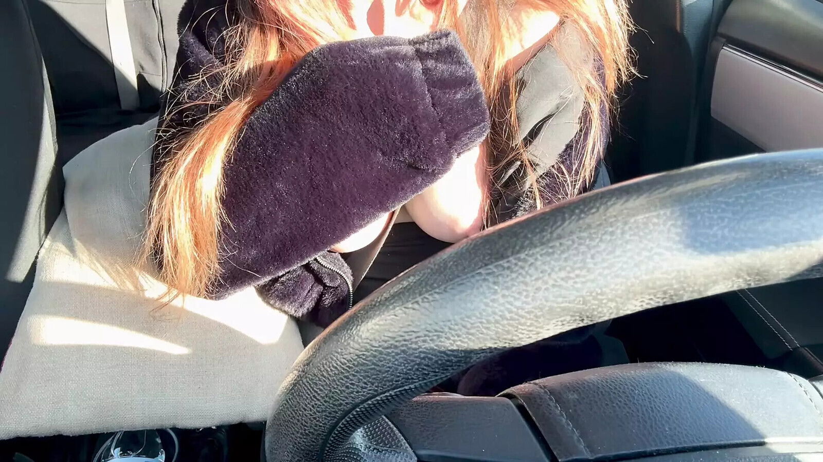 Long ride with Artemisia Love Flashing horny juicy boobs Long hair Fetish hard nipples