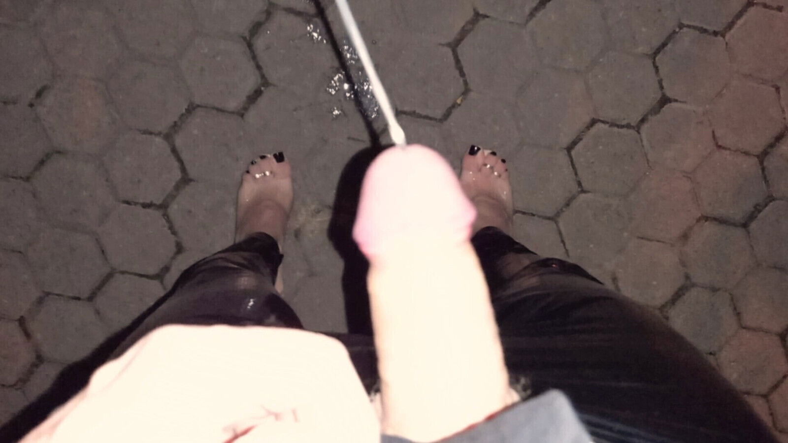 night walk wear latex leggings stripper heels