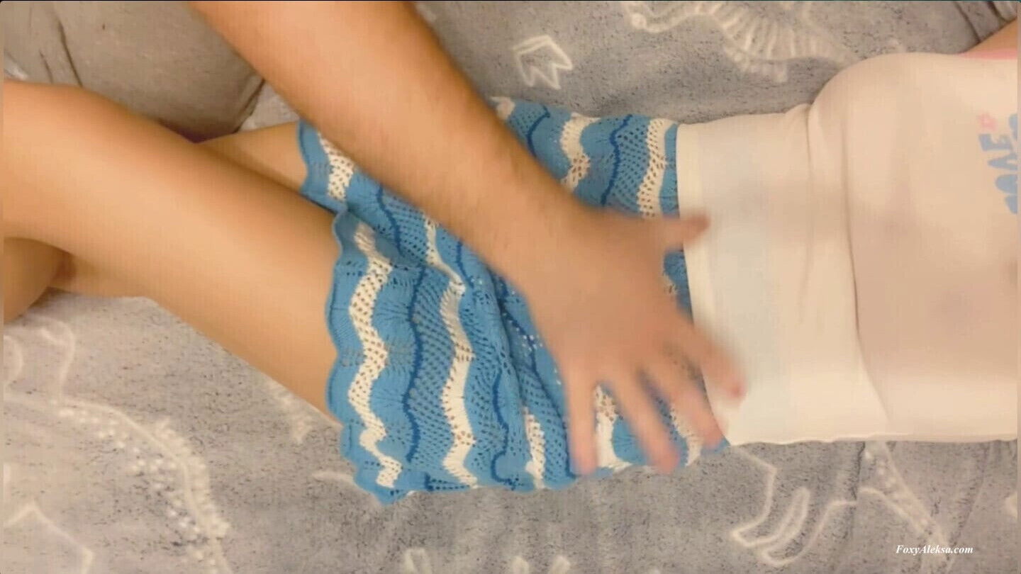 Tickling Petite girl under short skirt Pleasure without taking panties under skirt. This white panties drove crazy.