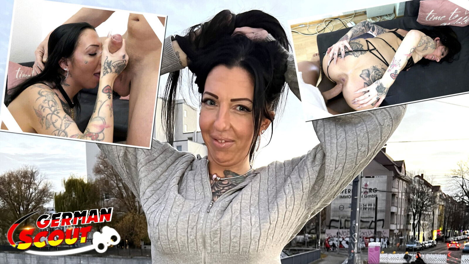 GERMAN SCOUT Inked German Cougar Sara Deluxe with First Time Casting Fuck after Pick Berlin