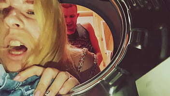 stepsister stuck washing machine decided help with dick