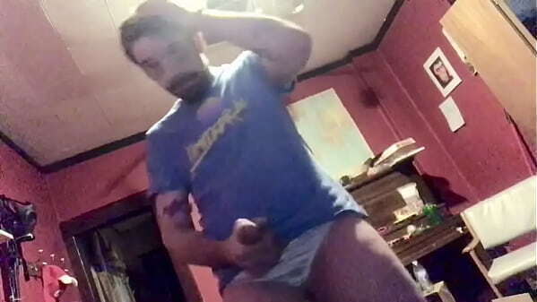 with huge dick masturbating solo while wearing white satin panties huge