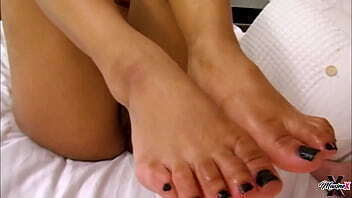 Asian Footjob! Busty Maxine Pussy Foot Fucks Hard Dick!