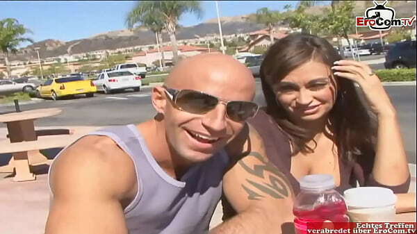 Busty brunette Girl picked street from