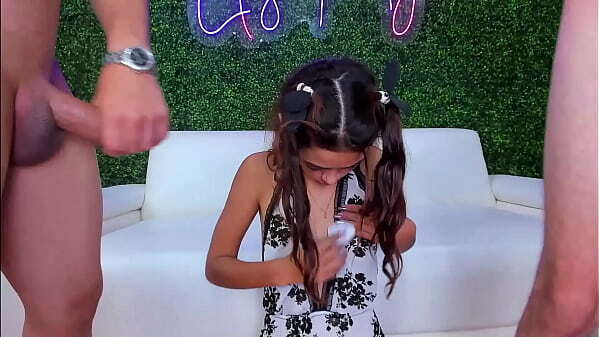 This little slut swallows this friends huge