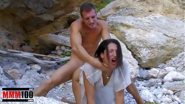 Beautifull brunette fucked hard beach