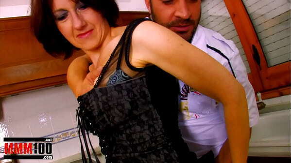 Mature housewife fucked kitchen facial cumshot