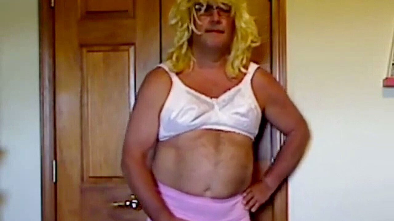 Crossdresser gives handjob lingerie