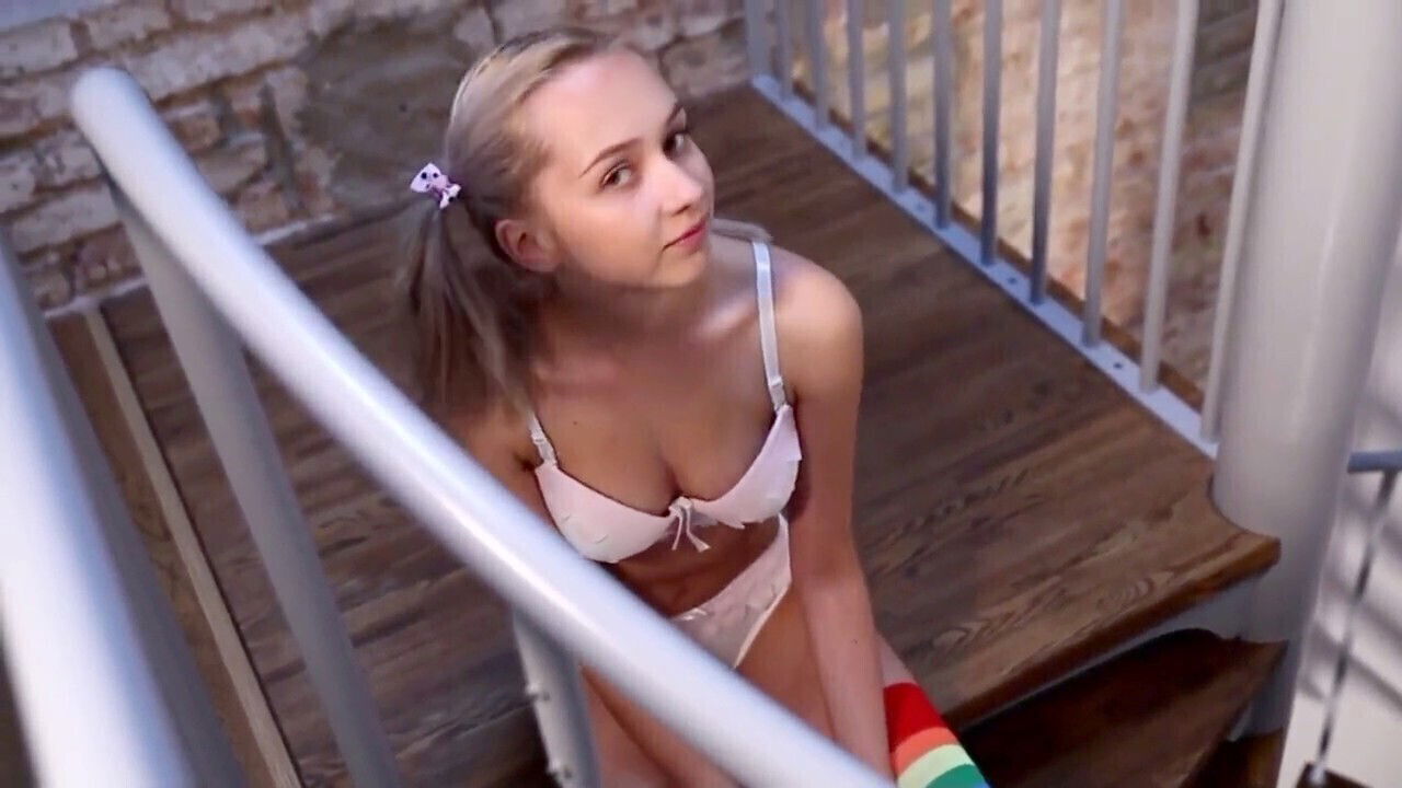 Sexy blonde Bernie Svintis teasing cute striped socks